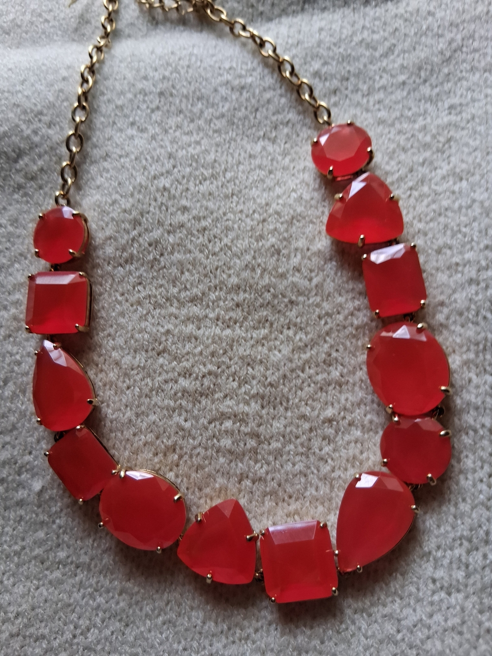 Kate Spade Gold-Chain Statement Necklace with Watermelon Colored Faceted Stones